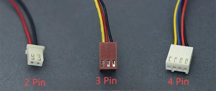 What are the distinctions among 2-pin, 3-pin, and 4-pin configurations in cooling fans?